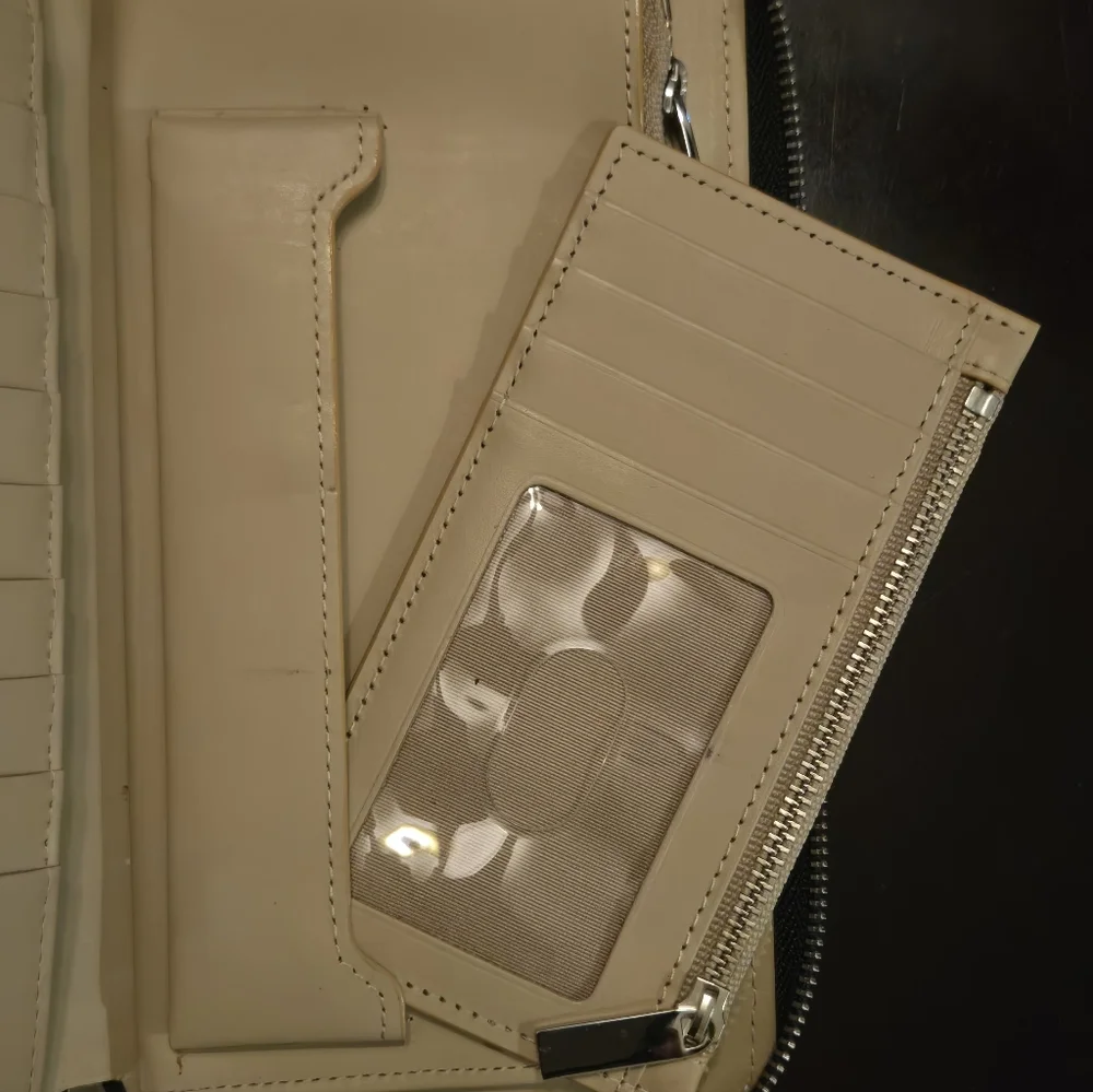 Nordstrom Brand Zip Saffiano Leather Wallet with Wristlet Strap